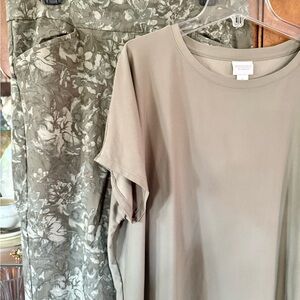 Chico's Olive Weekends Top Size 2 and Floral Print Bottom Size 2.5 Set